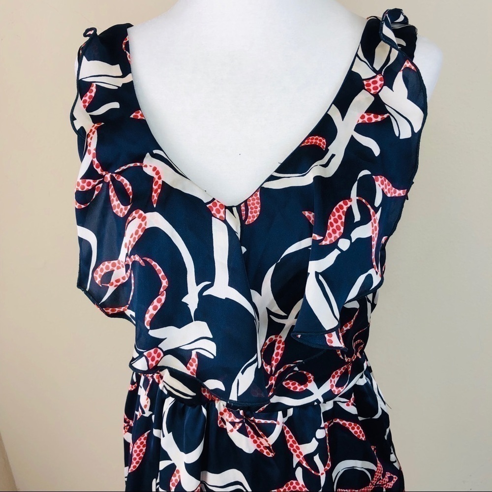 H&M Women's Red White Blue Ruffle V-Neck Dress 4 - Picture 2 of 8